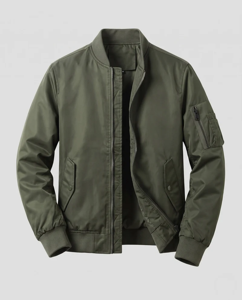 Herren leichte Pilot Bomberjacke aus technischem Nylon mit Utility-Tasche am Ärmel Nord Taschen