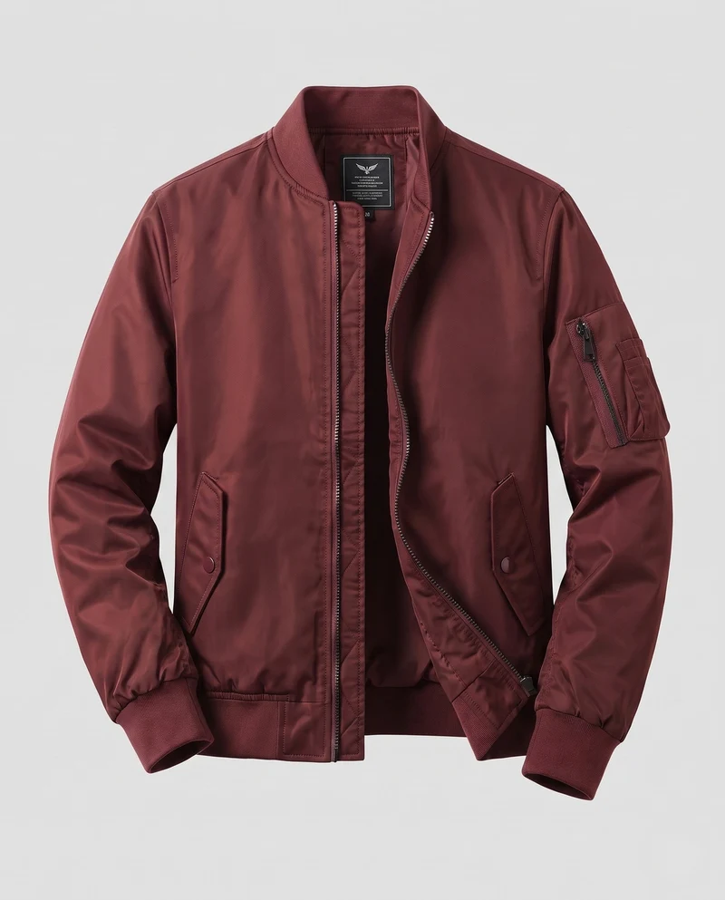 Herren leichte Pilot Bomberjacke aus technischem Nylon mit Utility-Tasche am Ärmel Nord Taschen