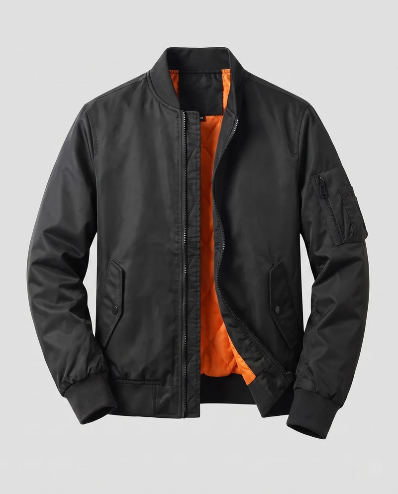 Herren leichte Pilot Bomberjacke aus technischem Nylon mit Utility-Tasche am Ärmel Nord Taschen