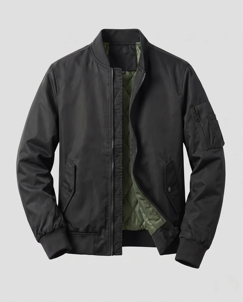 Herren leichte Pilot Bomberjacke aus technischem Nylon mit Utility-Tasche am Ärmel Nord Taschen