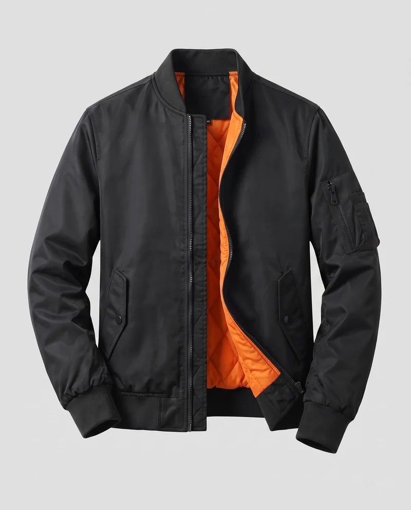 Herren leichte Pilot Bomberjacke aus technischem Nylon mit Utility-Tasche am Ärmel Nord Taschen