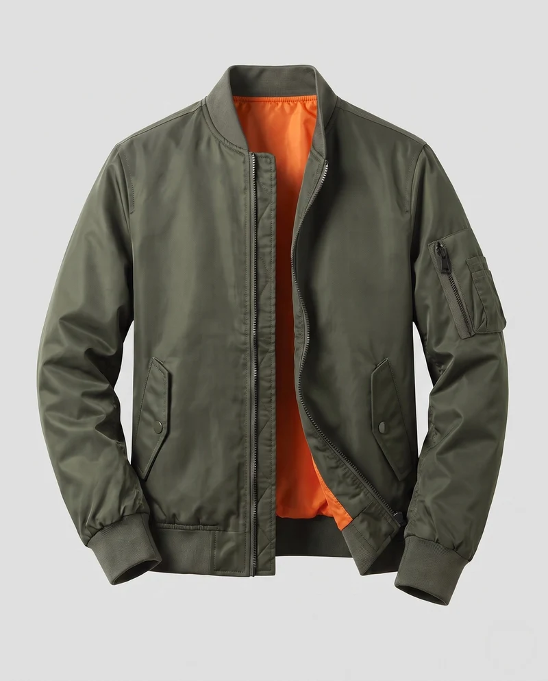 Herren leichte Pilot Bomberjacke aus technischem Nylon mit Utility-Tasche am Ärmel Nord Taschen