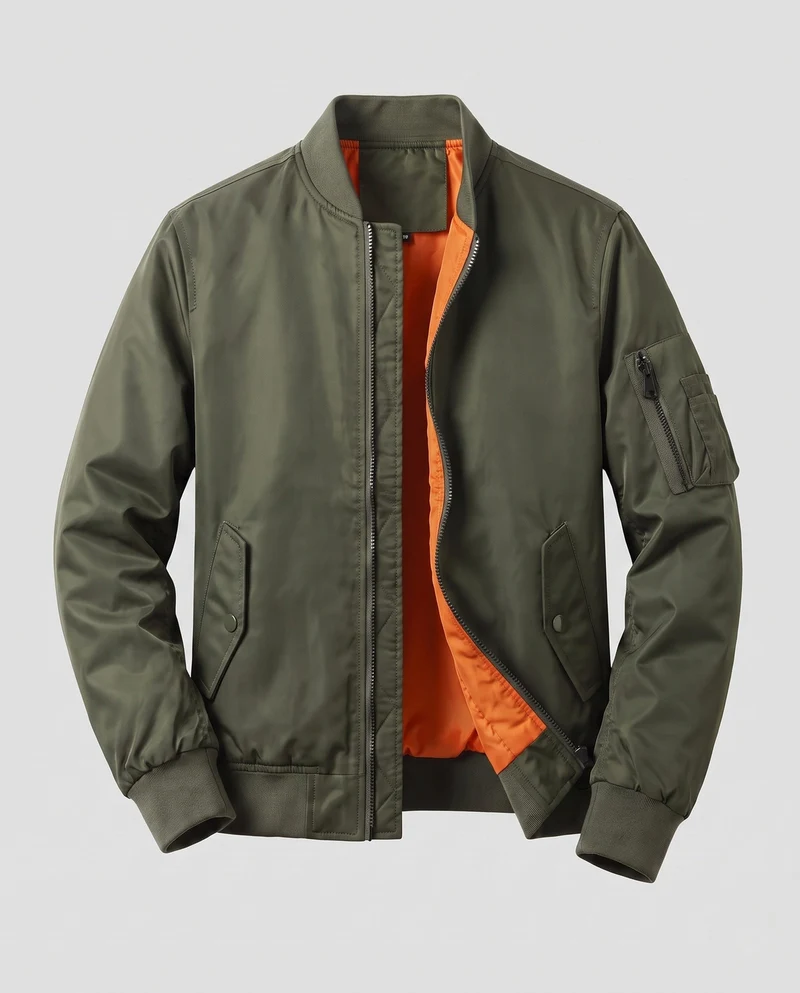 Herren leichte Pilot Bomberjacke aus technischem Nylon mit Utility-Tasche am Ärmel Nord Taschen