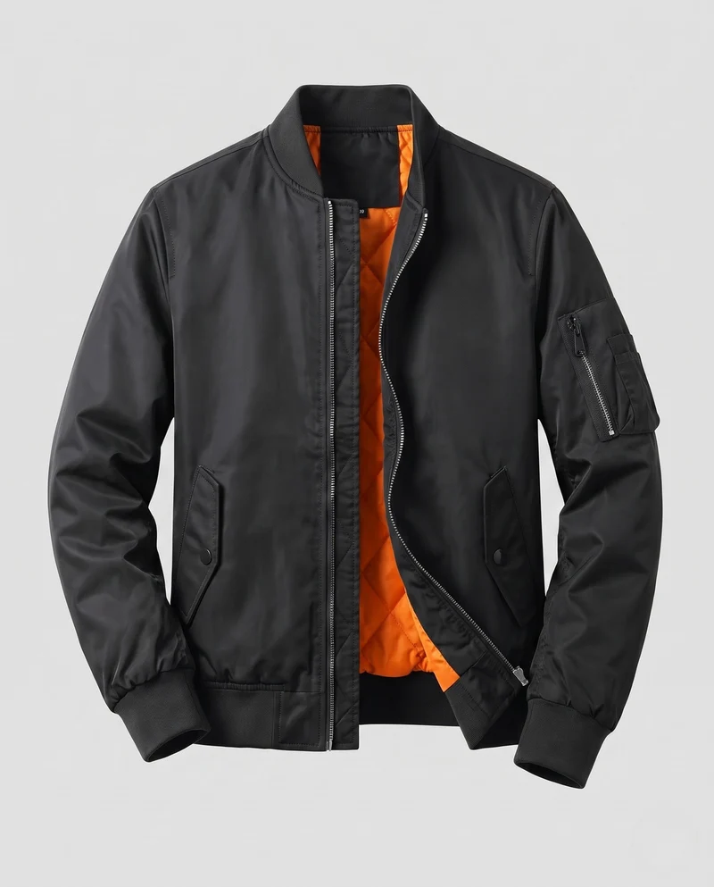 Herren leichte Pilot Bomberjacke aus technischem Nylon mit Utility-Tasche am Ärmel Nord Taschen