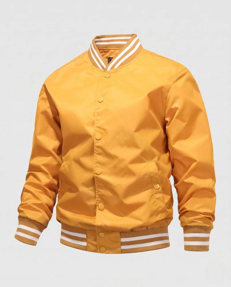 Leichte Nylon Varsity Bomberjacke für Herren mit gestreiften Rippbündchen Nord Taschen