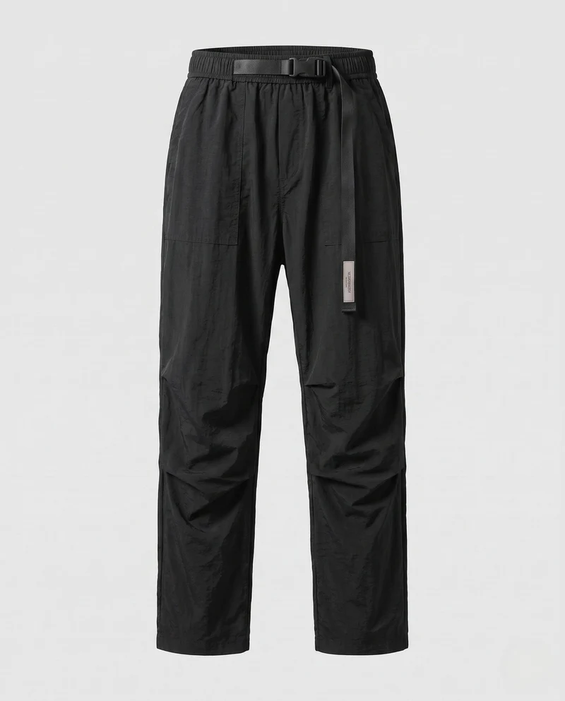 Herren Leichte Nylon Utility-Hosen mit Elastischem Bund und Gürtelverschluss Nord Taschen