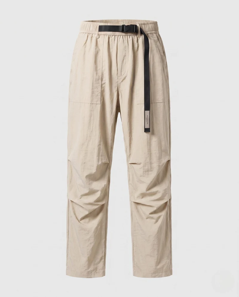 Herren Leichte Nylon Utility-Hosen mit Elastischem Bund und Gürtelverschluss Nord Taschen