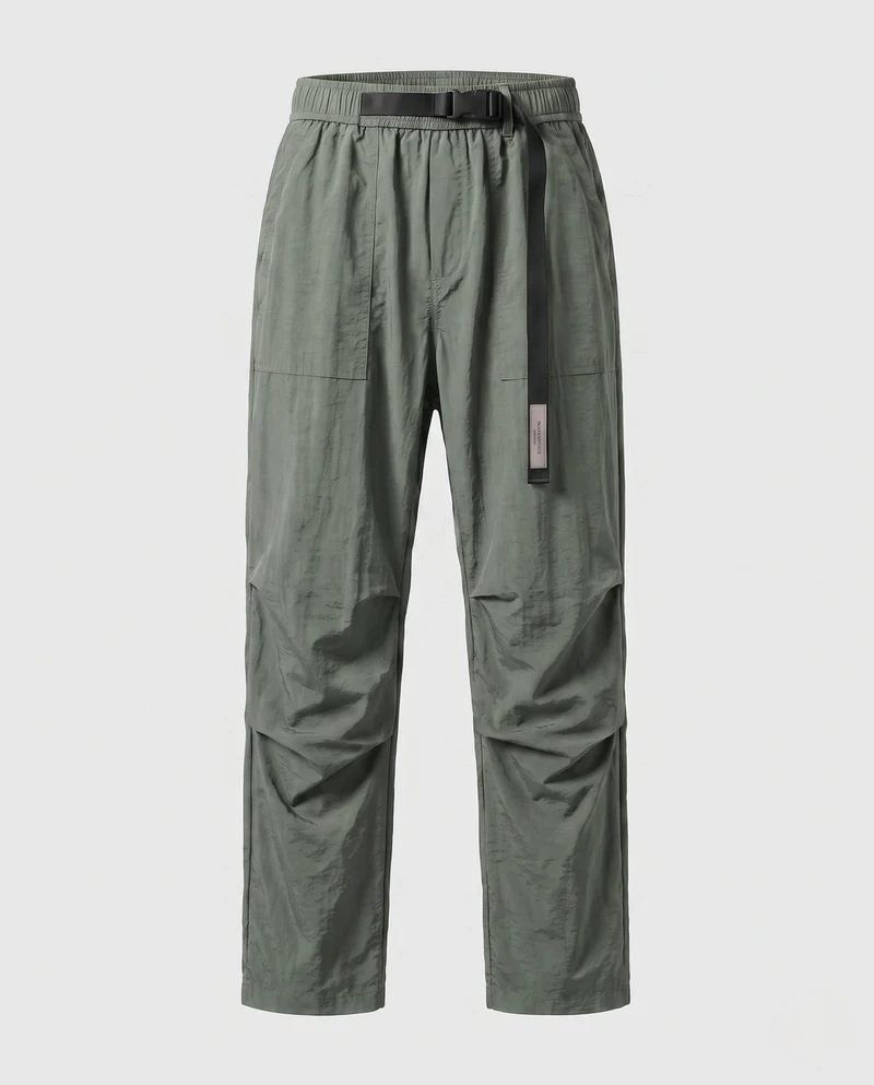 Herren Leichte Nylon Utility-Hosen mit Elastischem Bund und Gürtelverschluss Nord Taschen