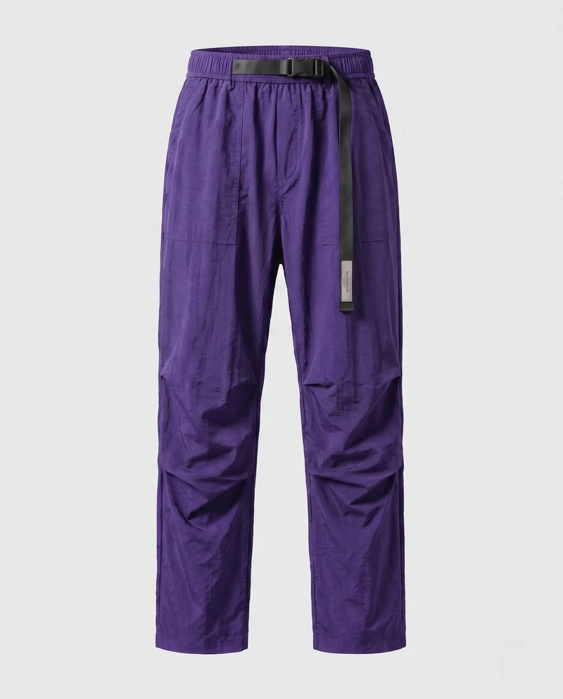 Herren Leichte Nylon Utility-Hosen mit Elastischem Bund und Gürtelverschluss Nord Taschen
