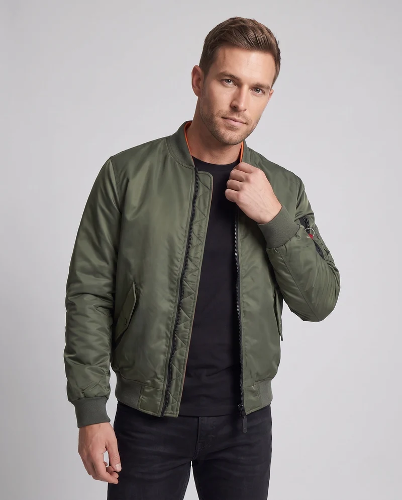 Herren Leichte Nylon Flug Bomberjacke mit Ärmel Utility Tasche Nord Taschen