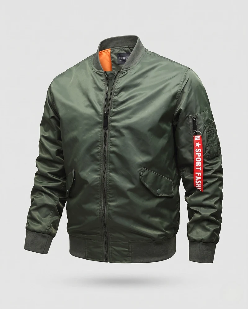 Herren Leichte Nylon Flug Bomberjacke mit Ärmel Utility Tasche Nord Taschen
