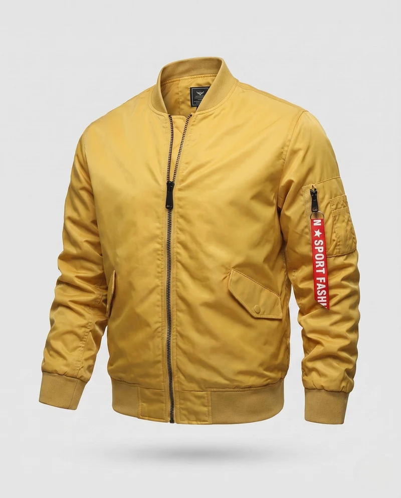 Herren Leichte Nylon Flug Bomberjacke mit Ärmel Utility Tasche Nord Taschen
