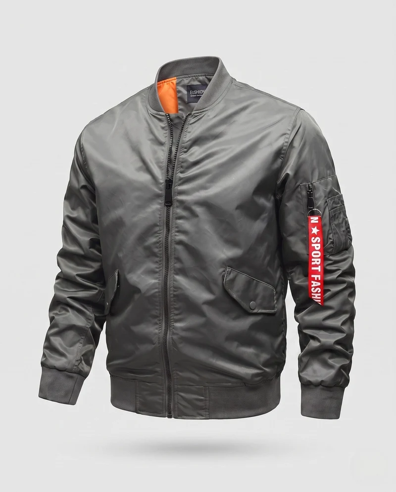 Herren Leichte Nylon Flug Bomberjacke mit Ärmel Utility Tasche Nord Taschen