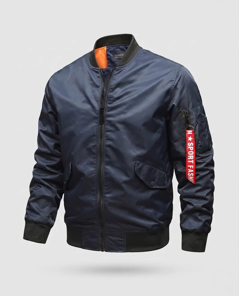 Herren Leichte Nylon Flug Bomberjacke mit Ärmel Utility Tasche Nord Taschen
