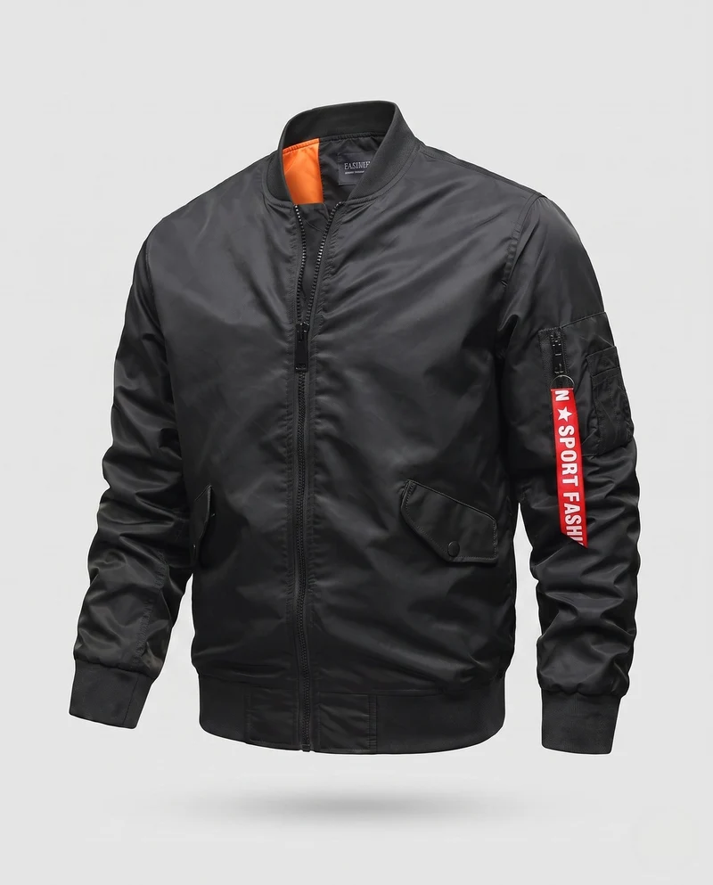 Herren Leichte Nylon Flug Bomberjacke mit Ärmel Utility Tasche Nord Taschen