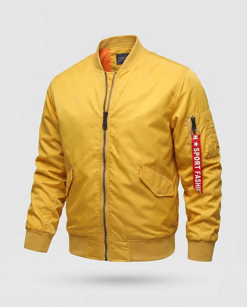 Herren Leichte Nylon Flug Bomberjacke mit Ärmel Utility Tasche Nord Taschen
