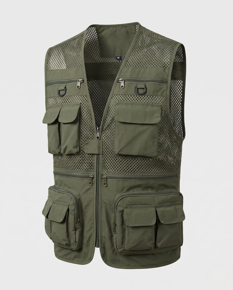 Herren Leichtgewicht Mesh Multi-Taschen Weste für Angeln, Fotografie und Outdoor Nord Taschen