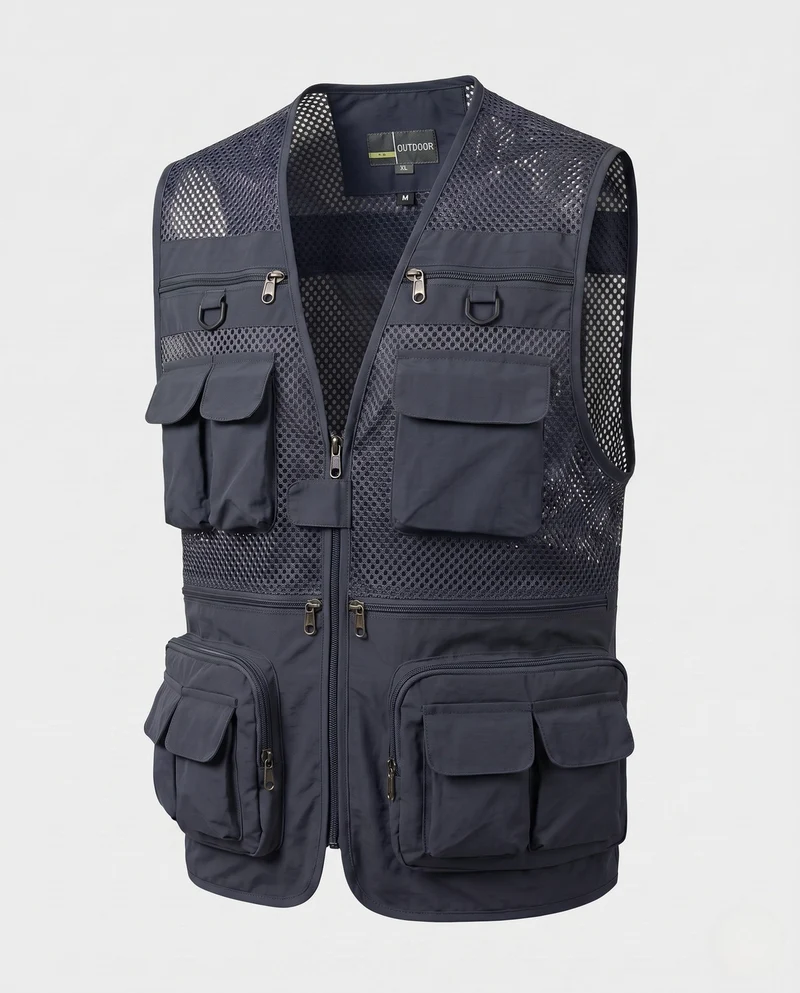 Herren Leichtgewicht Mesh Multi-Taschen Weste für Angeln, Fotografie und Outdoor Nord Taschen