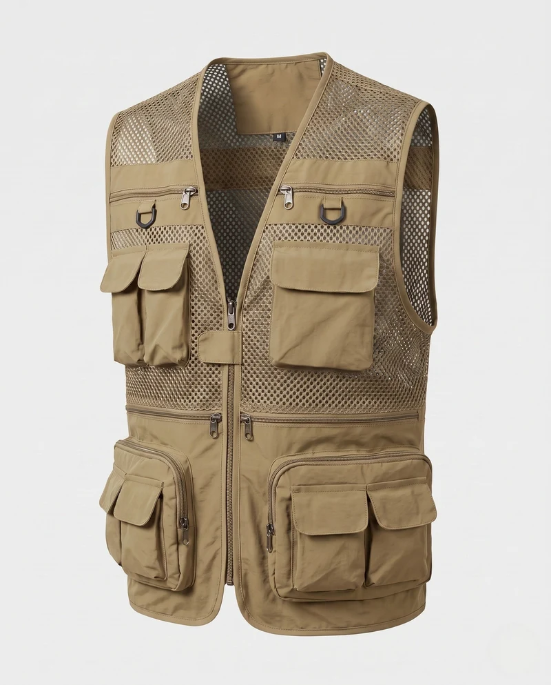 Herren Leichtgewicht Mesh Multi-Taschen Weste für Angeln, Fotografie und Outdoor Nord Taschen