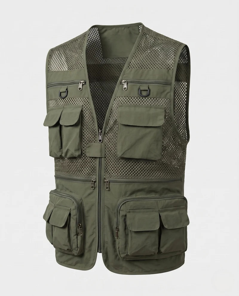 Herren Leichtgewicht Mesh Multi-Taschen Weste für Angeln, Fotografie und Outdoor Nord Taschen