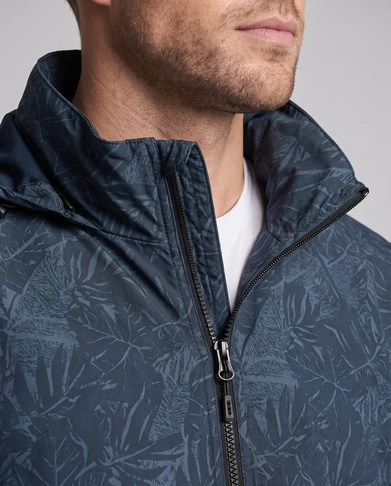 Herren Leichte Hoodie Jacke mit Subtilem Blattdruck und Winddichter Softshell-Außenlage Nord Taschen