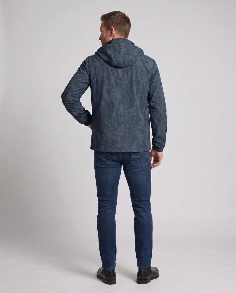 Herren Leichte Hoodie Jacke mit Subtilem Blattdruck und Winddichter Softshell-Außenlage Nord Taschen