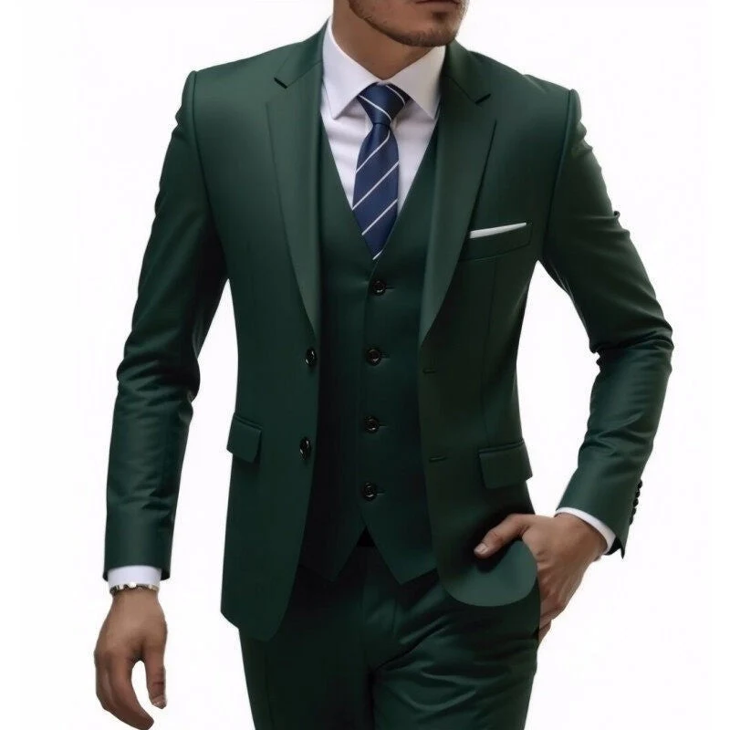 Herren nan dreiteiliges Slim-Fit Anzugset mit Weste, schmalem Revers und taillierter Silhouette - Vittorelli