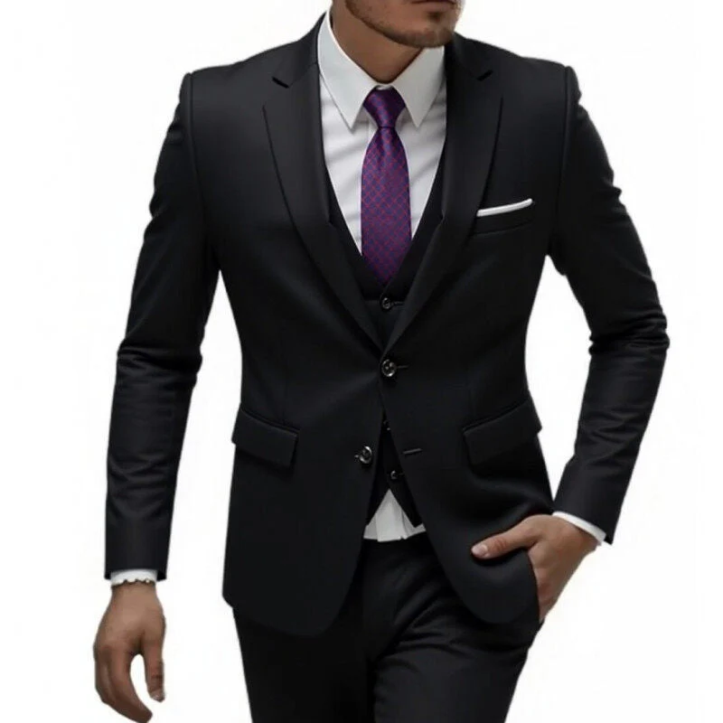 Herren nan dreiteiliges Slim-Fit Anzugset mit Weste, schmalem Revers und taillierter Silhouette - Vittorelli
