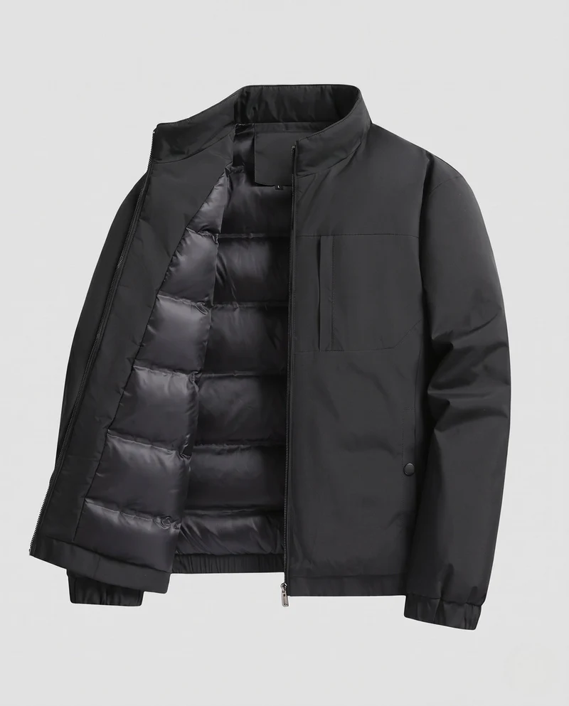 Männer gesteppte thermo Übergangsjacke mit Stehkragen