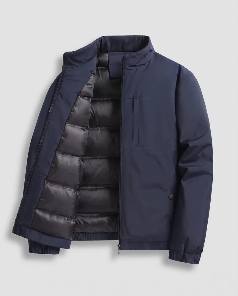 Männer gesteppte thermo Übergangsjacke mit Stehkragen