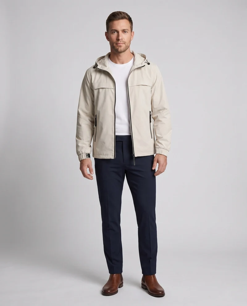 Herren Funktionsjacke mit verstellbarem Kapuzenkragen Nord Taschen
