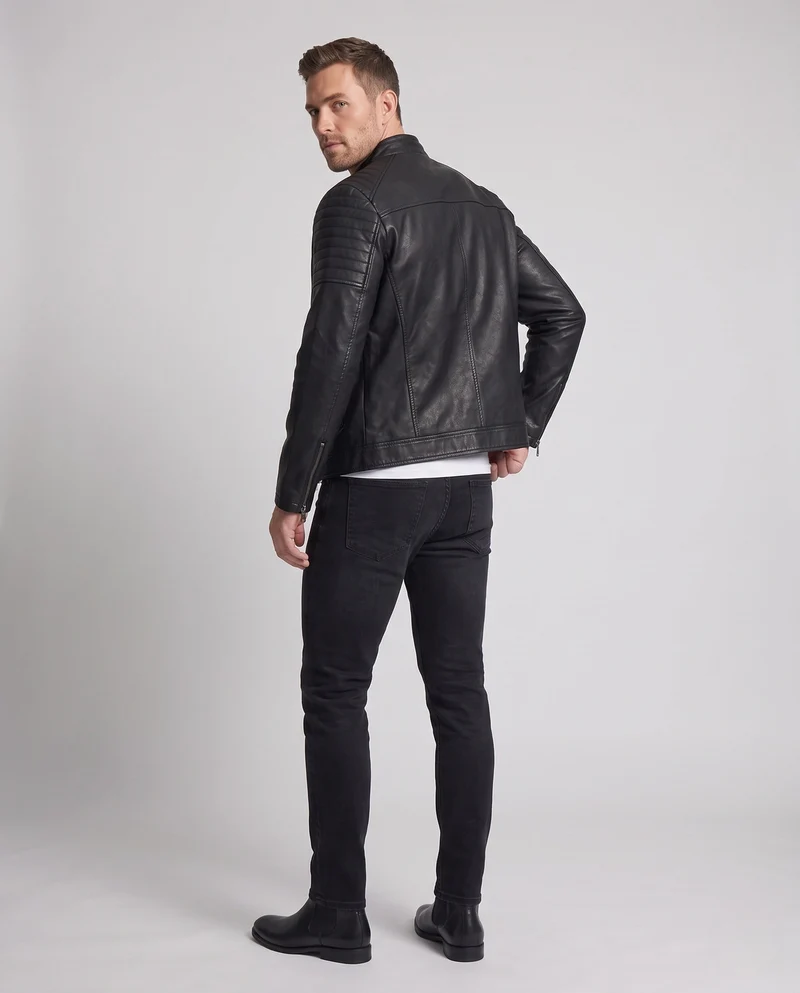Herren Modische Kunstlederjacke mit Steppdetails Nord Taschen 1788322149