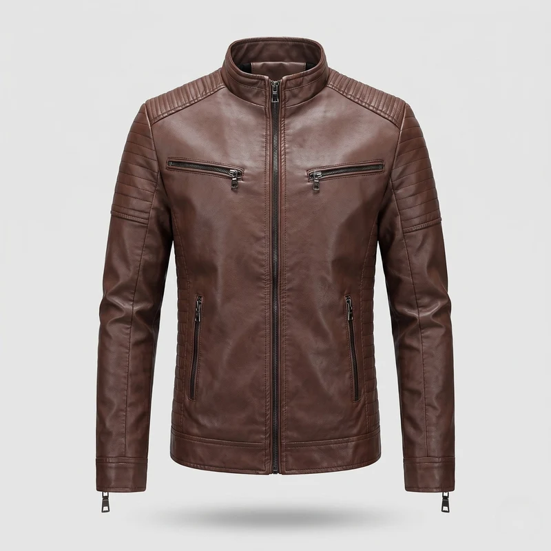 Herren Modische Kunstlederjacke mit Steppdetails Nord Taschen 1788322149