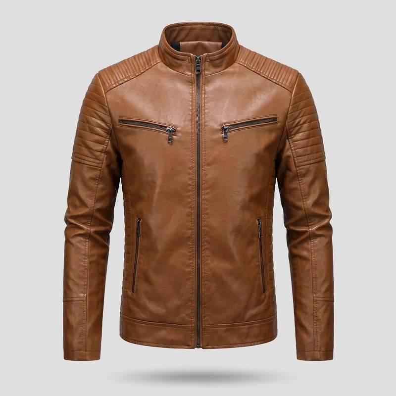 Herren Modische Kunstlederjacke mit Steppdetails Nord Taschen 1788322149