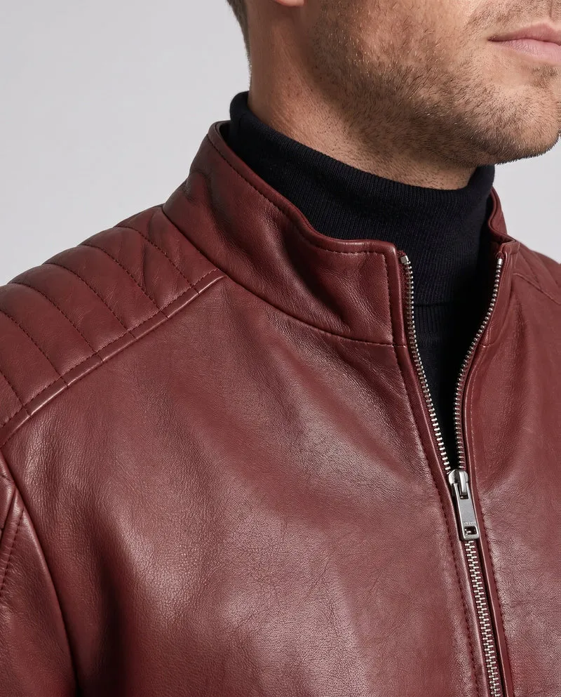 Herren Modische Kunstlederjacke mit Steppmuster Nord Taschen