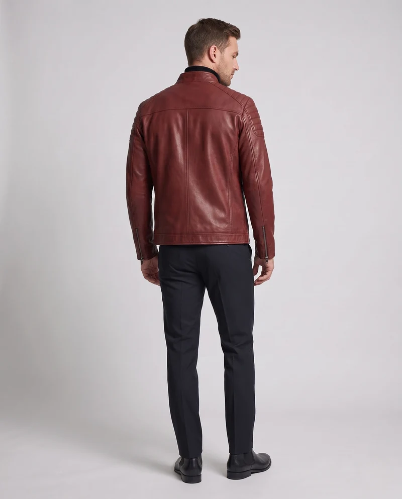 Herren Modische Kunstlederjacke mit Steppmuster Nord Taschen