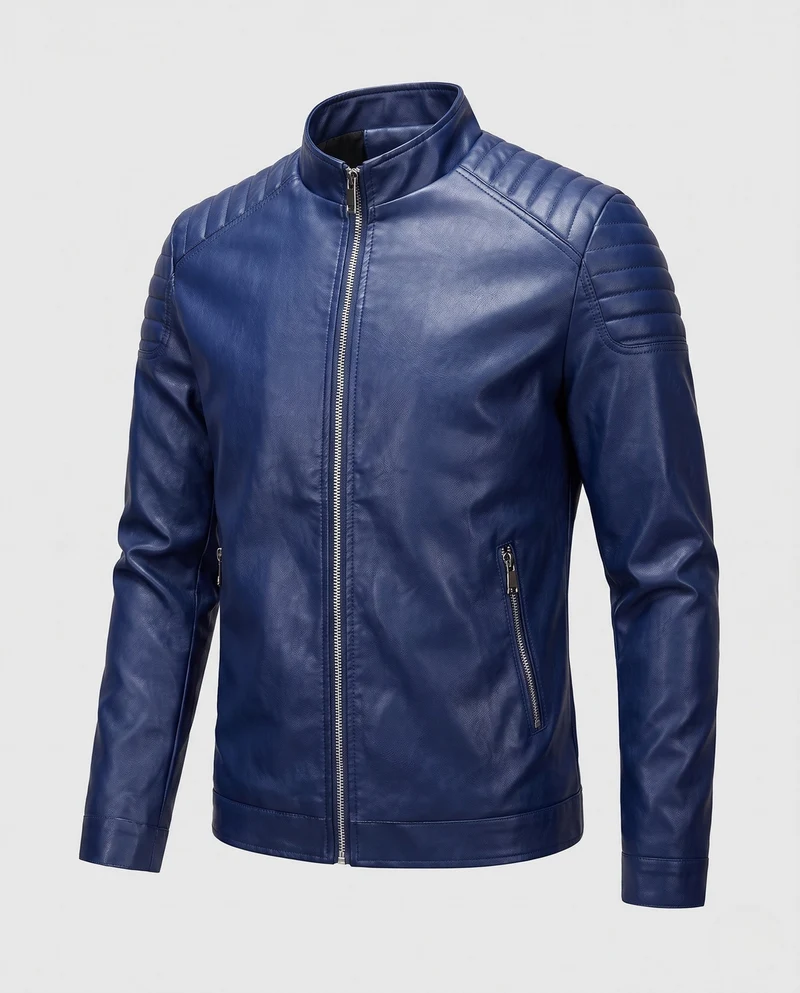 Herren Modische Kunstlederjacke mit Steppmuster Nord Taschen