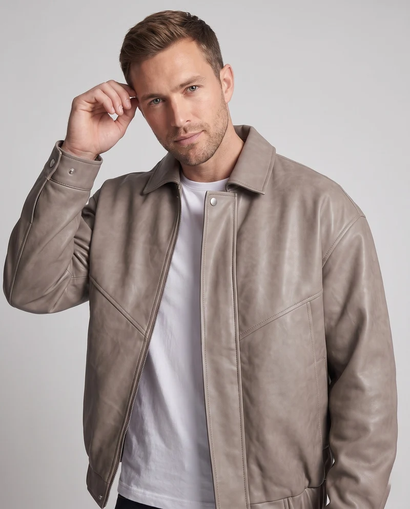 Herren Modische Lederjacke mit Stehkragen Nord Taschen 1788321927