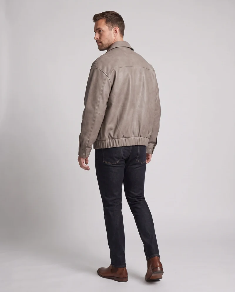 Herren Modische Lederjacke mit Stehkragen Nord Taschen 1788321927