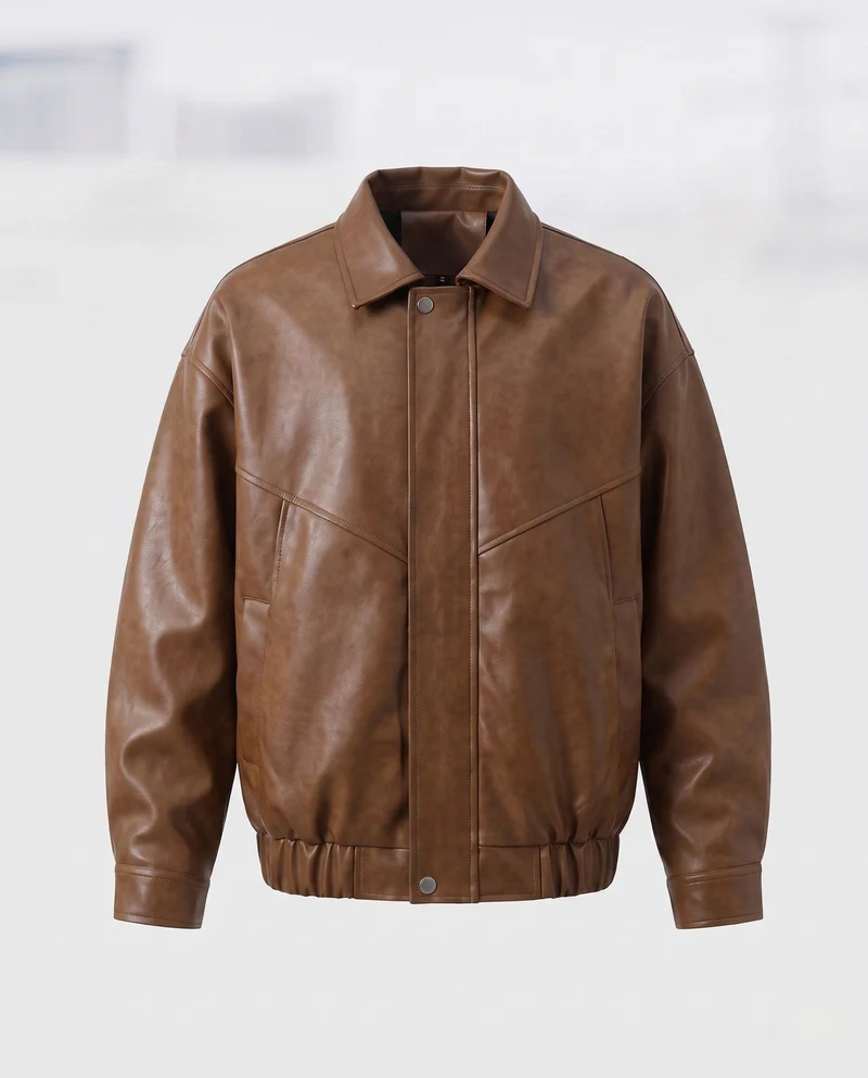 Herren Modische Lederjacke mit Stehkragen Nord Taschen 1788321927