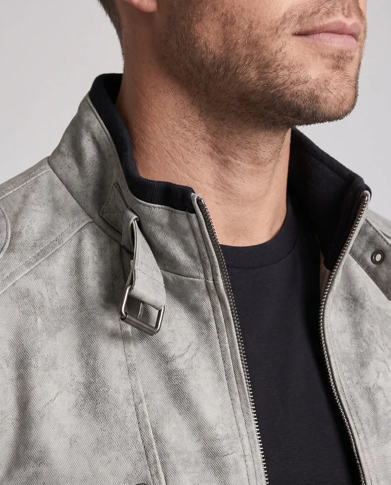 Herren Modische Lederjacke mit Stehkragen Nord Taschen