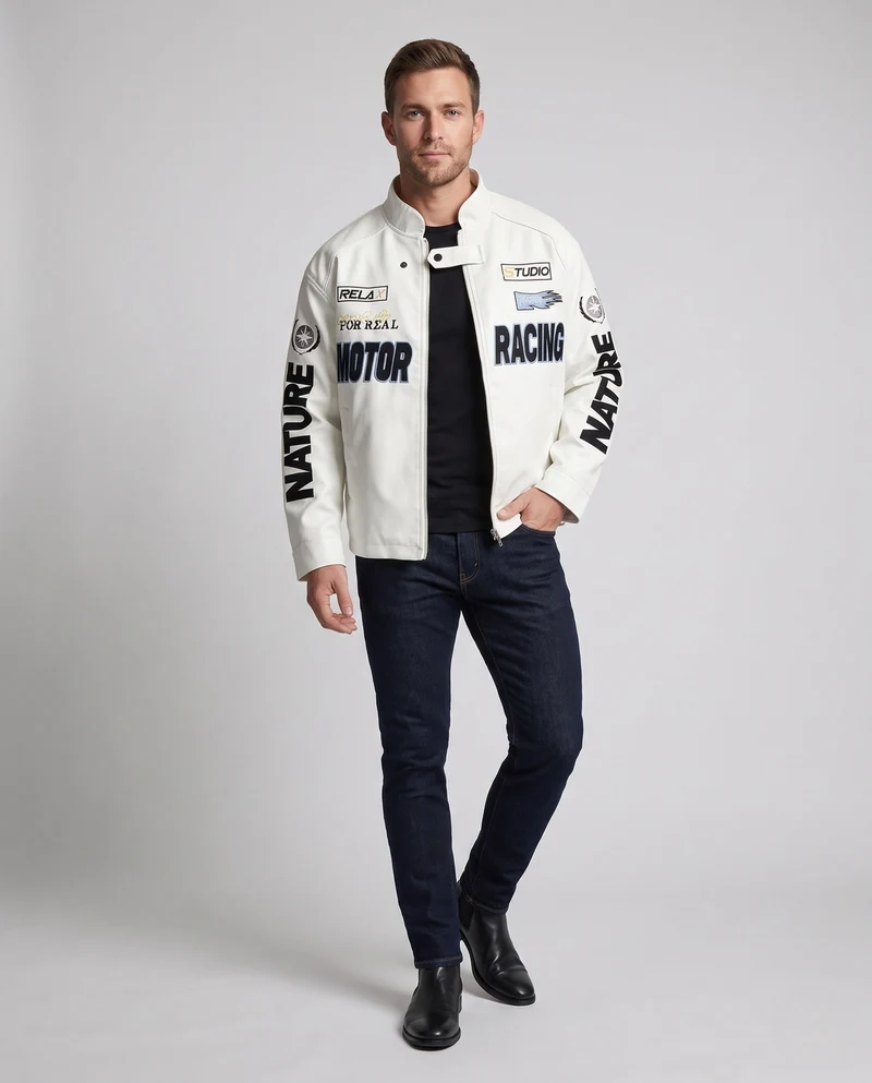 Herren Modische Racingjacke Nord Taschen