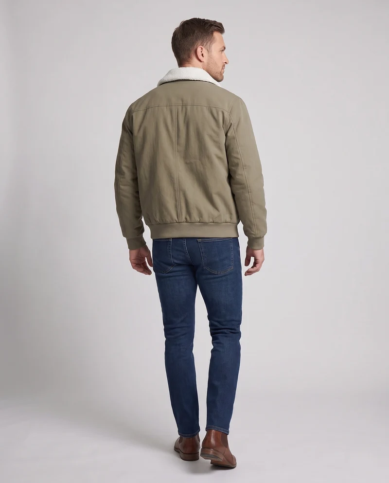 Herren Modische Übergangsjacke mit Fleece-Kragen Nord Taschen