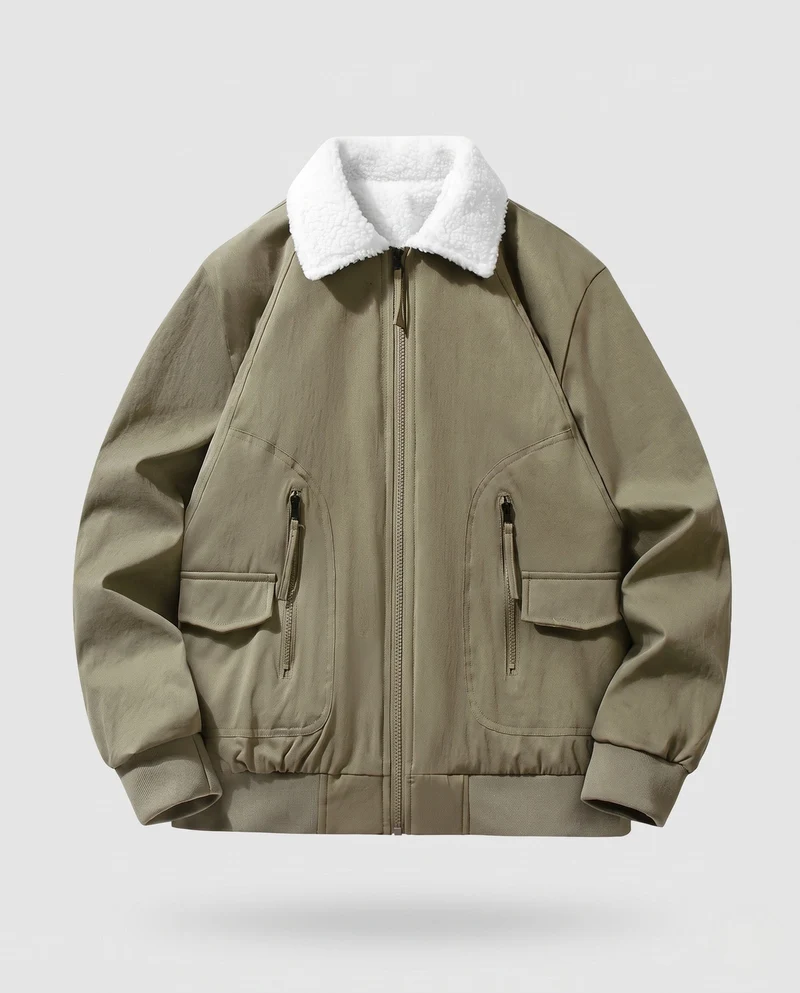Herren Modische Übergangsjacke mit Fleece-Kragen Nord Taschen