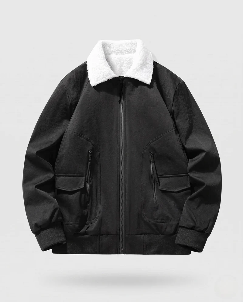 Herren Modische Übergangsjacke mit Fleece-Kragen Nord Taschen