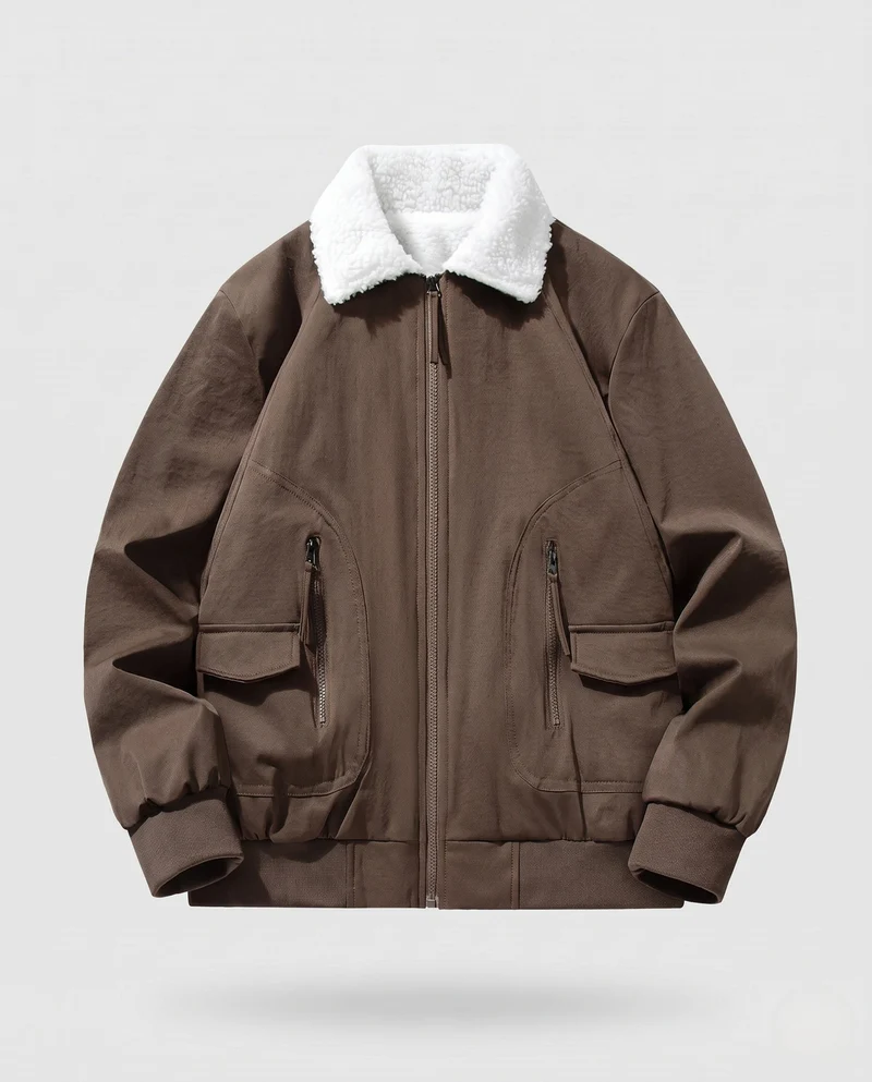 Herren Modische Übergangsjacke mit Fleece-Kragen Nord Taschen