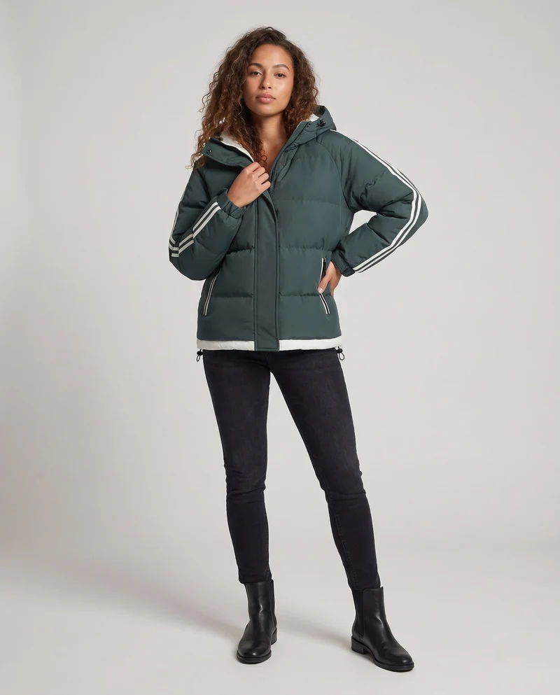 Damen Moderne Steppjacke mit Kapuze Nord Taschen