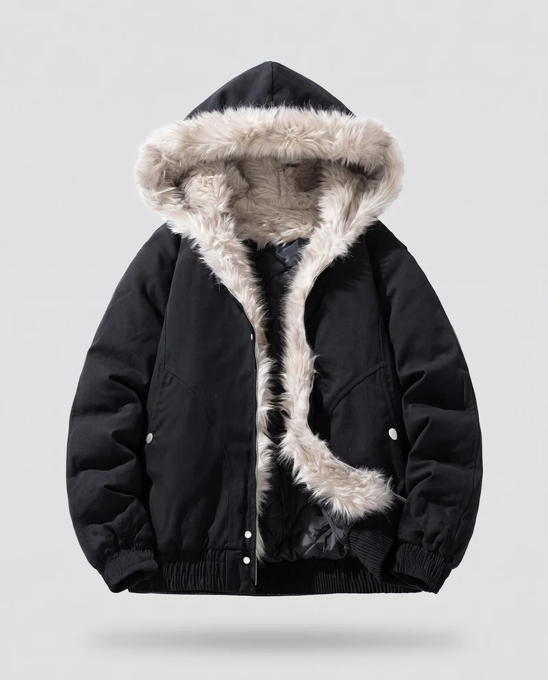 Damen Modische Kapuzenjacke mit Fleecefutter Nord Taschen