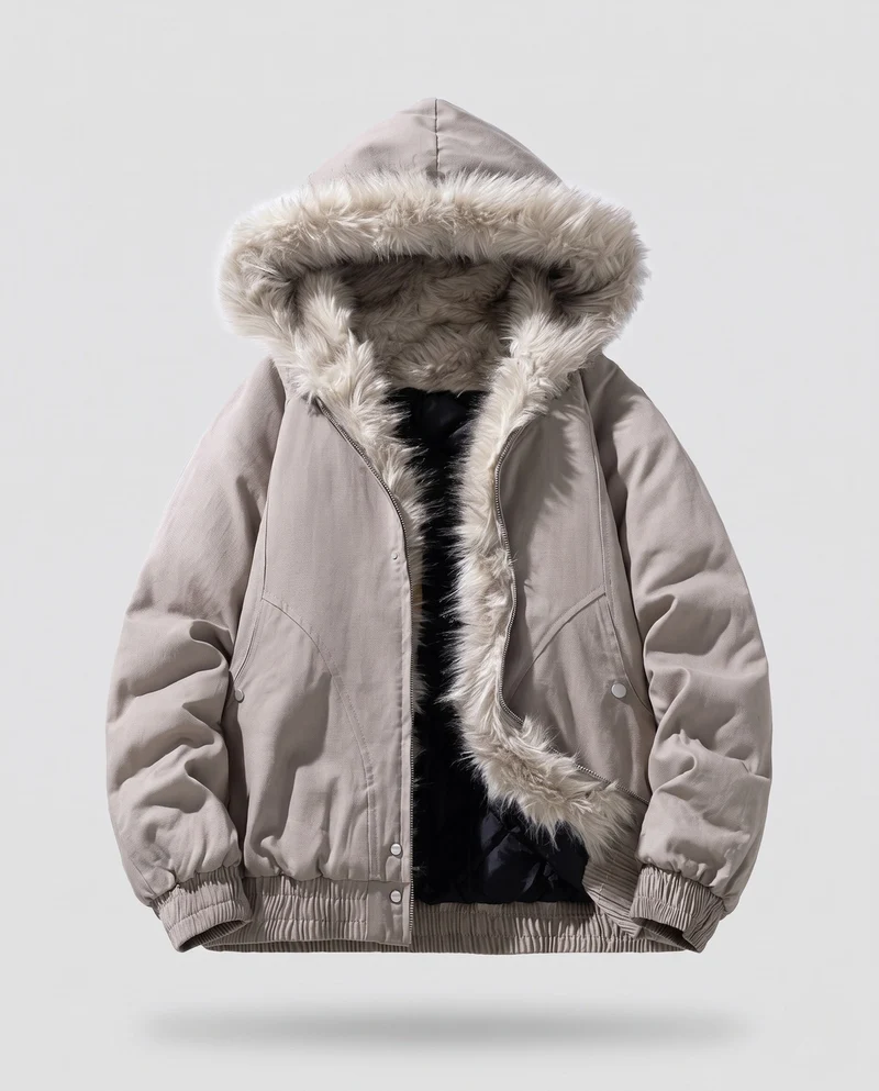 Damen Modische Kapuzenjacke mit Fleecefutter Nord Taschen