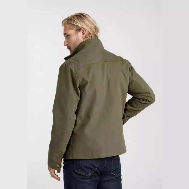 Herren Kurze Denim-Fieldjacke mit Stehkragen, Reißverschluss und aufgesetzten Brusttaschen Nord Taschen
